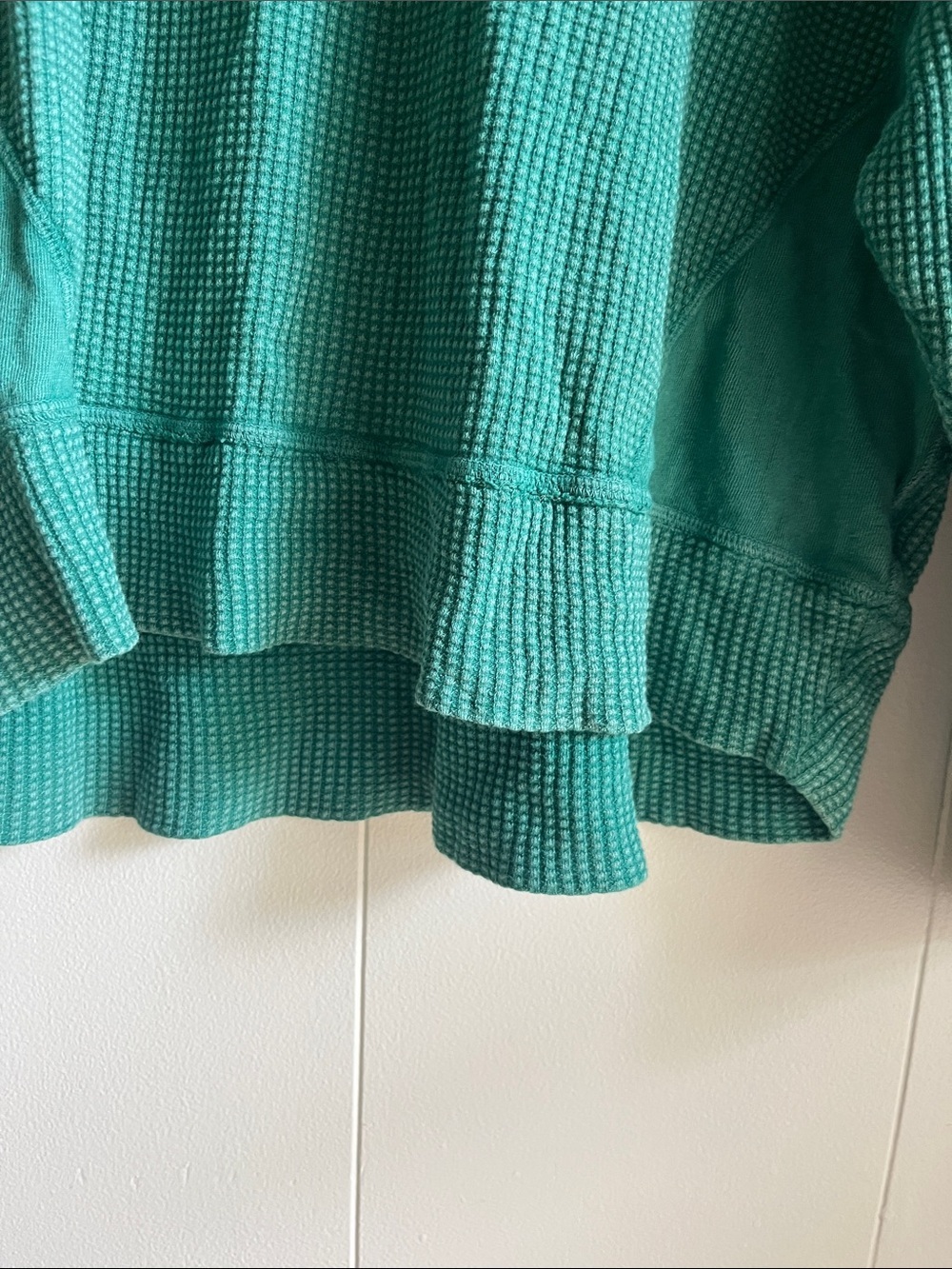 Offline by Aeri Wow! Green Waffle-Knit Long Sleeve Oversized Lounge Tee Sz Med - Picture 10 of 16
